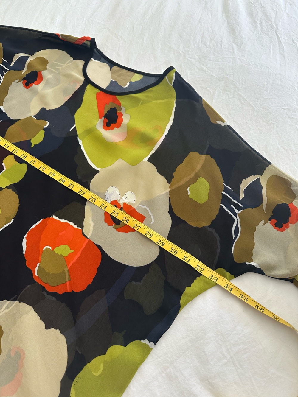 Sheer Floral Print Women’s Blouse in Black and Olive, OSFA - Picture 6 of 10